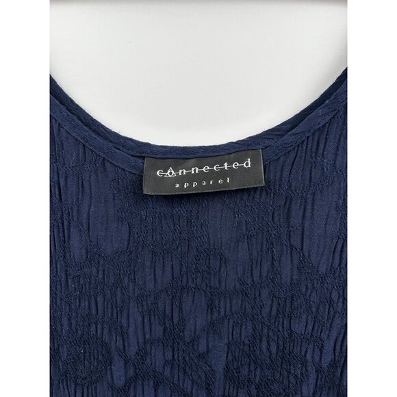 Connected Apparel Navy Crinkle Timeless Textured Minimalism Maxi‎ Dress Sz 10 - Picture 3 of 8